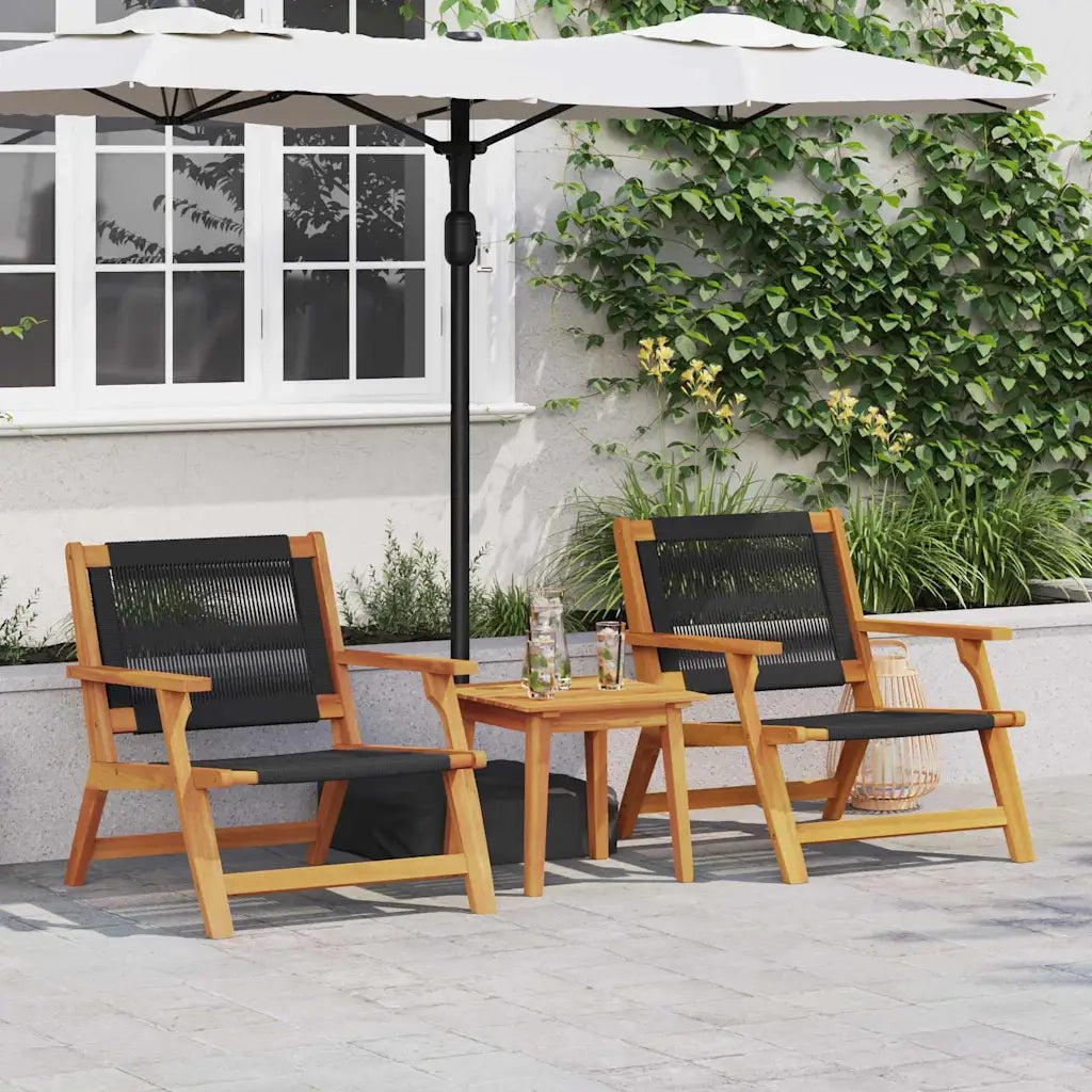 Sedie da Giardino con Tavolo 3 pcs Nero 3214437