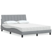 Letto con Materasso Hanko Grigio Chiaro 140x190cm Tessuto