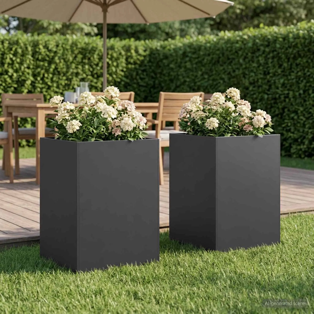 Vaso da giardino 2 pz Nero 40 x 40 x 75 cm 8005373
