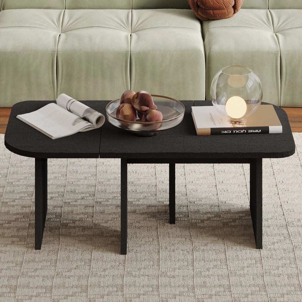 Set di tavolini in legno "Iris" - 90 x 45 x 35 cm - Nero