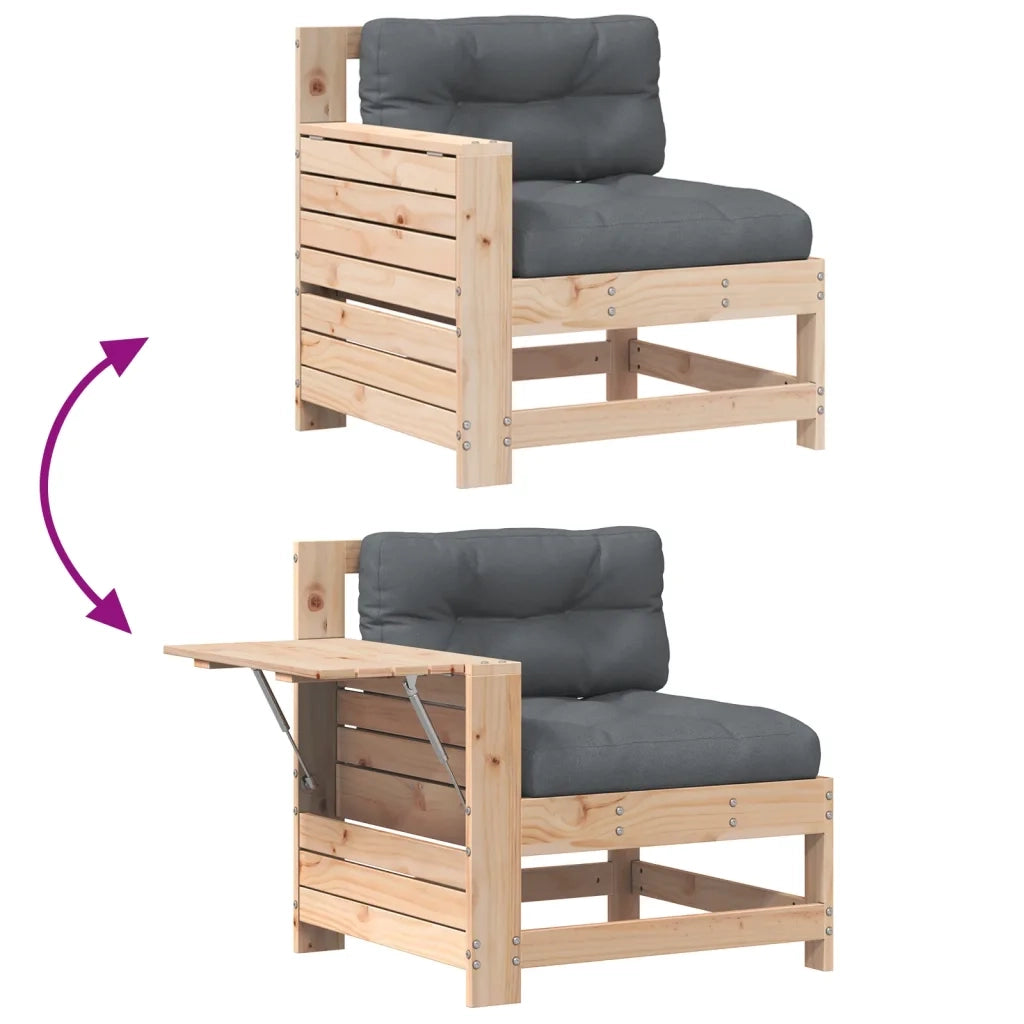 Divano Giardino Senza Braccioli con Cuscino Legno Massello Pino 844914