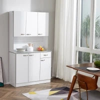 Credenza da Cucina Contemporanea con Molteplici Spazi di Stoccaggio 6 Ante 1 Cassetto, Ampio Piano