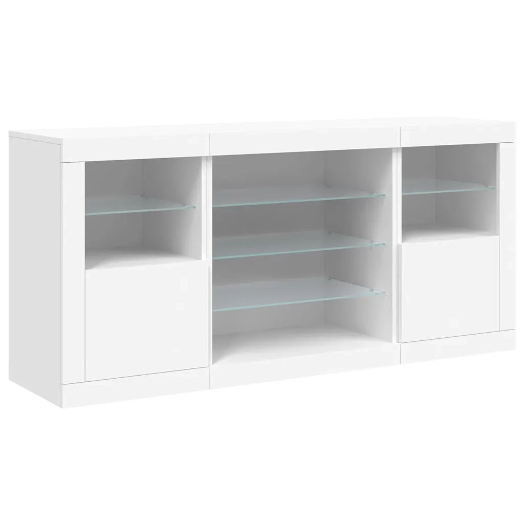 Credenza | Madia | Buffet da pranzo | Armadio da pranzo con Luci LED Bianca 142,5x37x67 cm