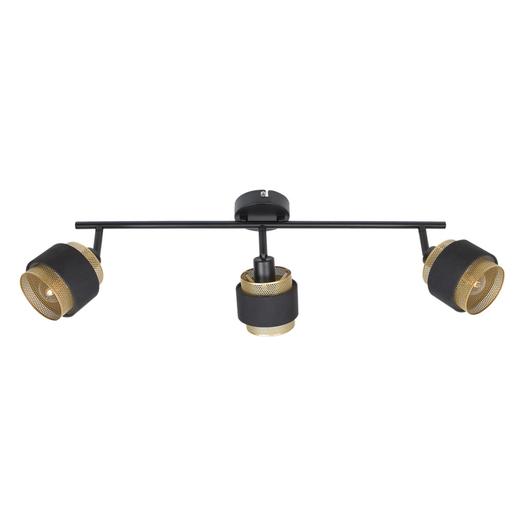Faretto soffitto decorativo 3 luci nero oro E14 Italux