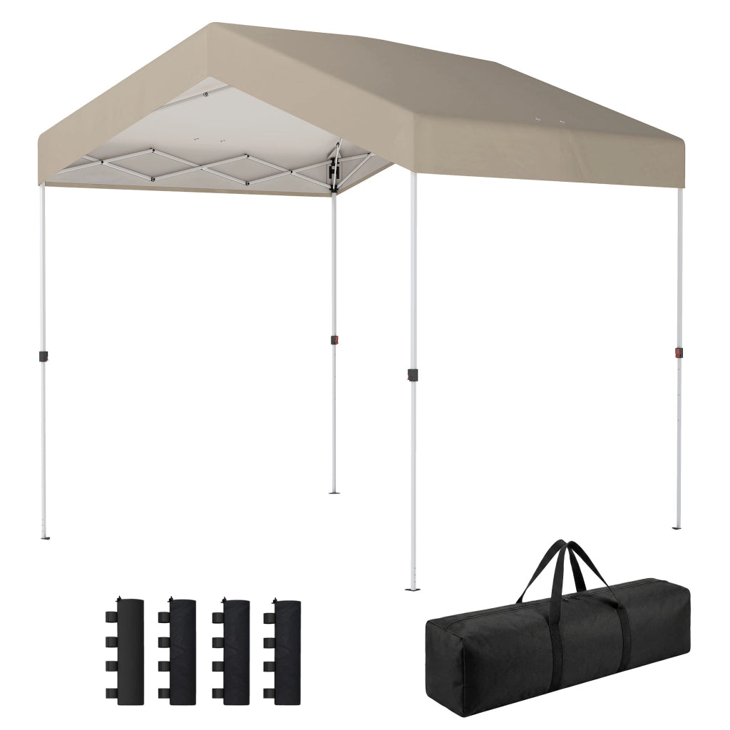 Tenda da Giardino Pieghevole 2.4x2.4 m ¨C Zephmum ¨C Beige UPF50+ con Borsa di Trasporto