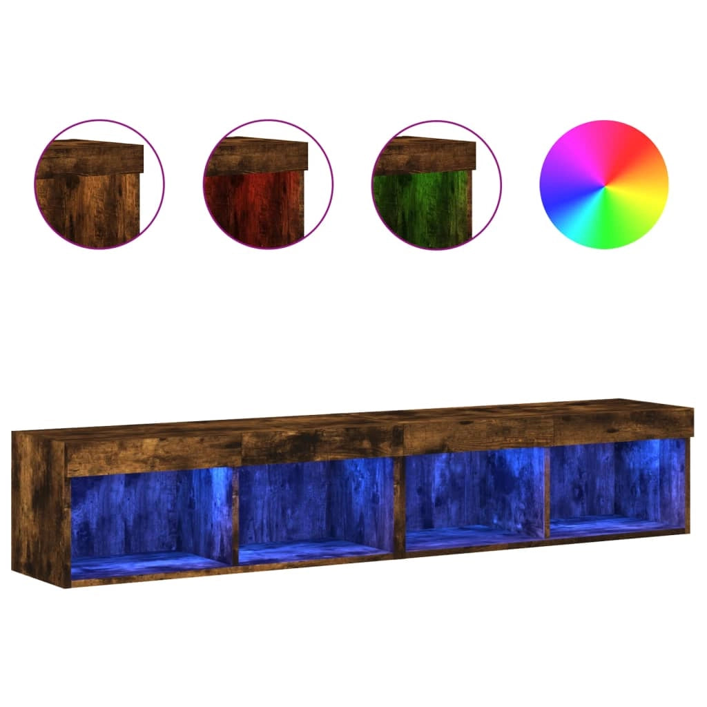 Mobili Porta TV con Luci LED 2 pz Rovere Fumo 80x30x30 cmcod mxl 86179