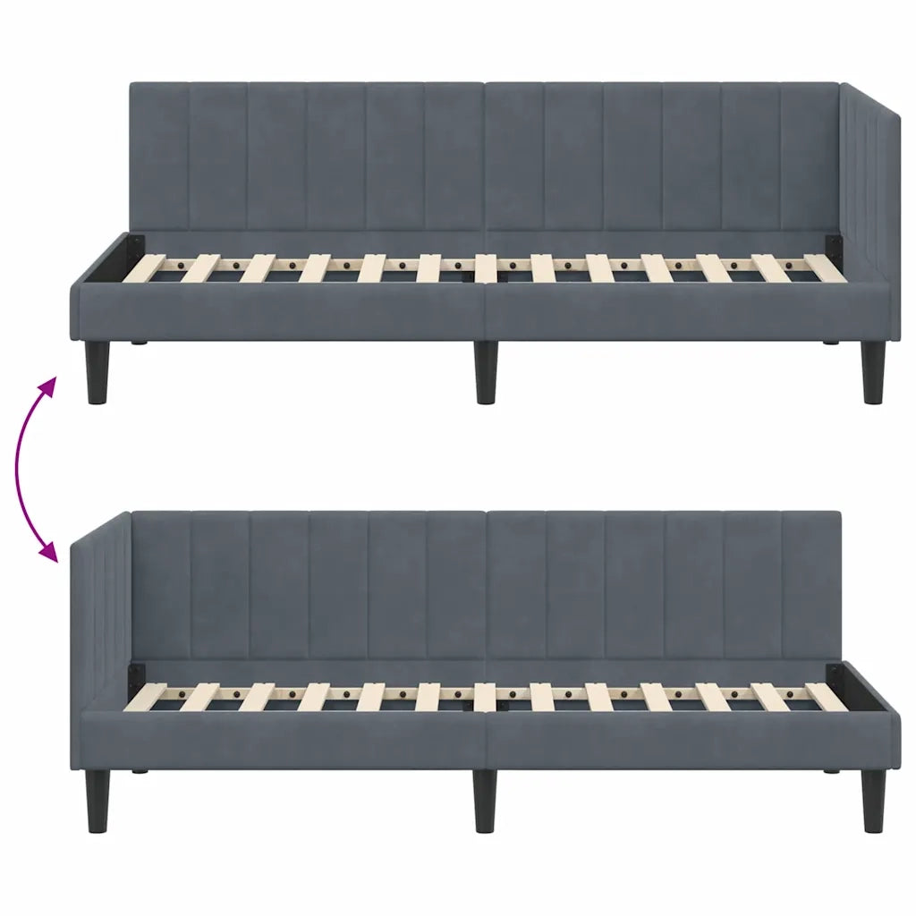 Cornice del letto ad angolo Grigio scuro 80 cm x 200 cm Velluto 42016329