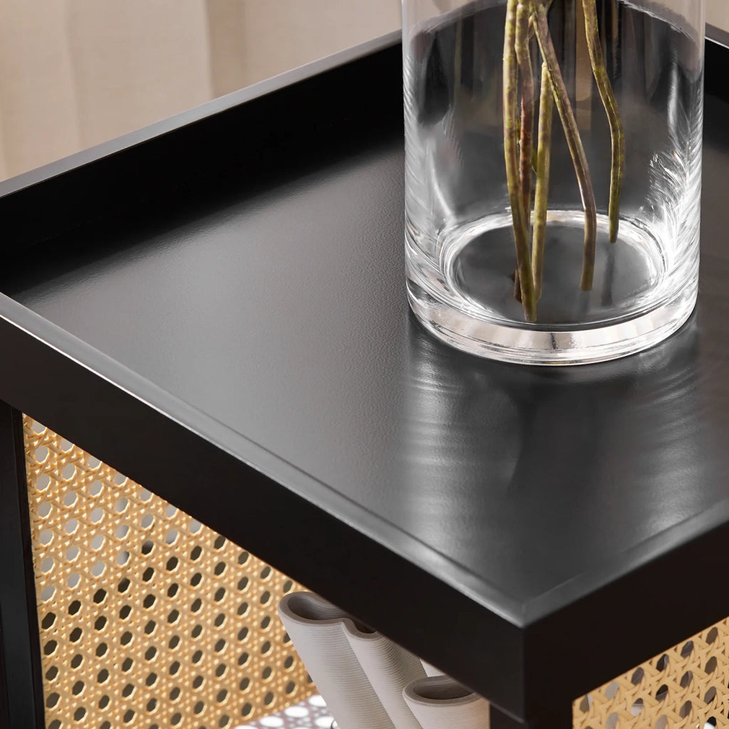HFBT03-SCH - Tavolino da caffè, comodino, comodino, tavolino da balcone, tavolino da divano, colore nero, 40 x 60 x 40 cm