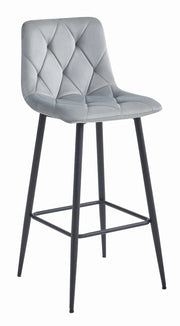 Sgabello da bar Valora KODA in velluto grigio argento con gambe in acciaio nero x1