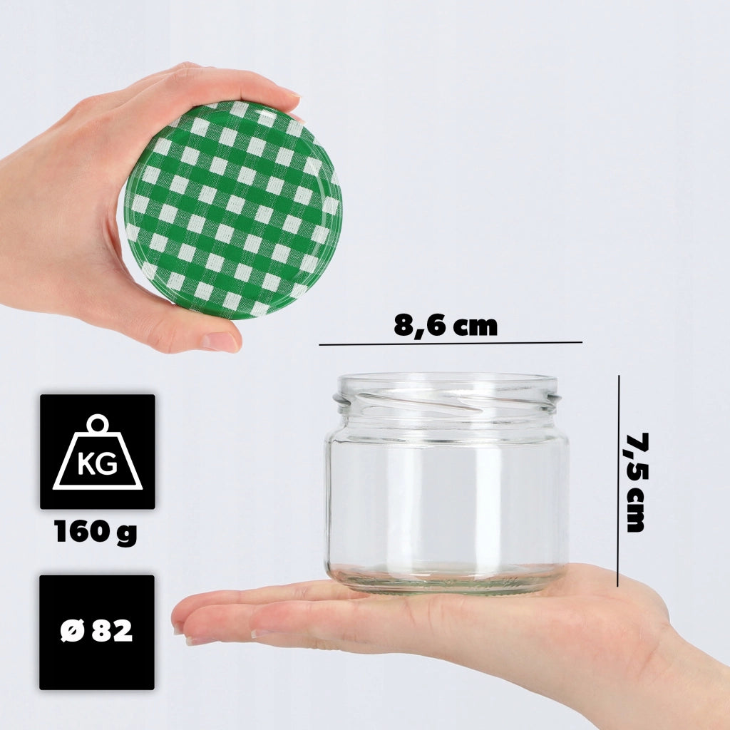 KADAX Sonka barattoli di vetro 330ml 10pz 82mm + coperchio "Green Grid"