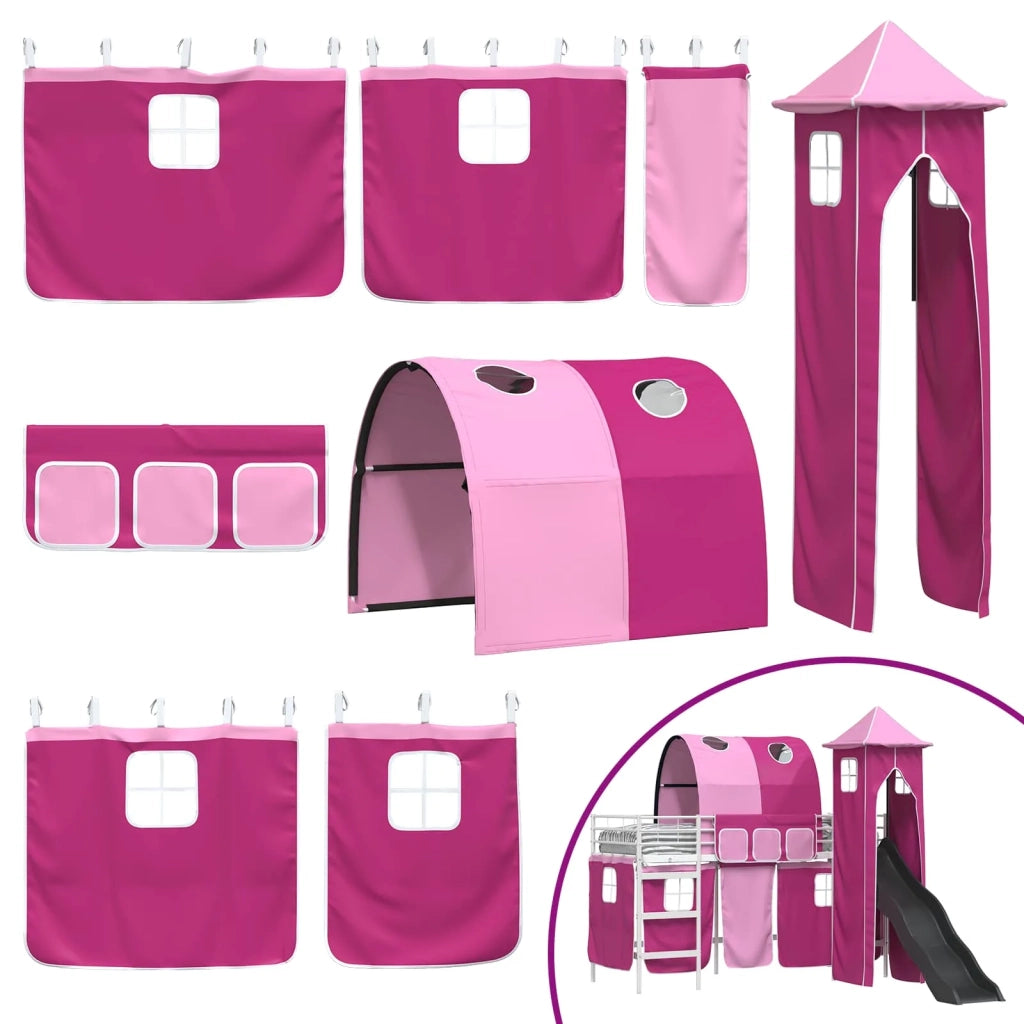 Struttura del letto loft per Bambini | Letto Infantile | Lettino Bianco e Rosa 90 x 190 cm