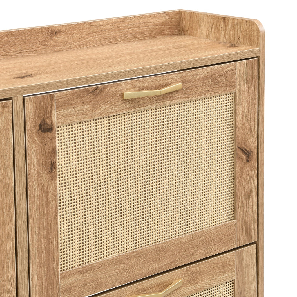 Scarpiera 108.5x24x100 cm salvaspazio con ripiano superiore in MDF naturale