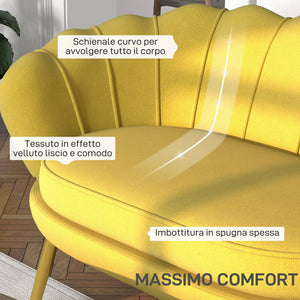 Divano 2 Posti 130x77x77 cm in Velluto Giallo