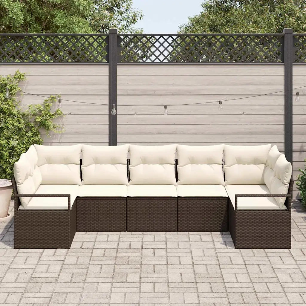 Set di divani con cuscino 7 pcs Marrone polyrattan 3346528