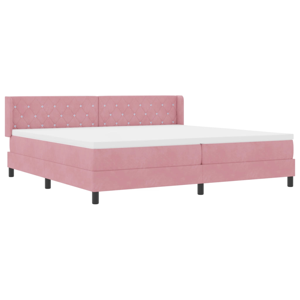 Letto a Molle con Materasso Rosa 200x200 cm Velluto