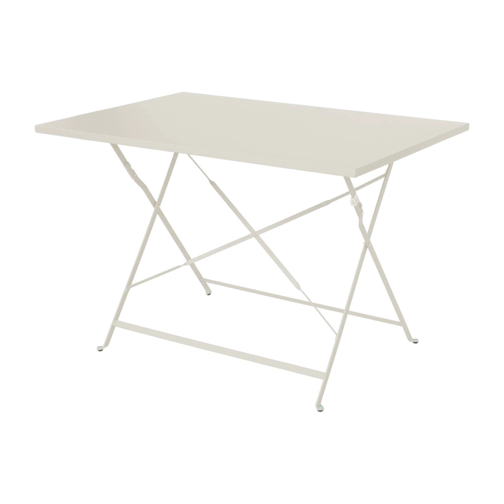 Set tavolo da giardino pieghevole in acciaio con 4 sedie, 110cm, beige