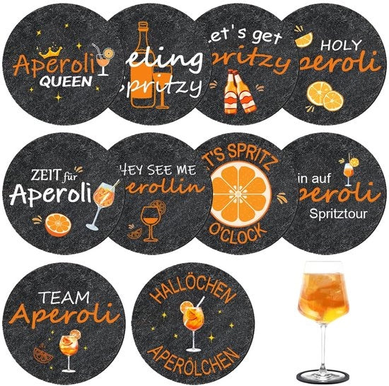 10 pezzi di supporti per bicchieri in velluto intorno Aperol Spritz accessori per bicchieri, supporti per bicchieri in velluto, supporti per bicchieri, supporti per bicchieri per bar, caffè, casa, festa, ufficio