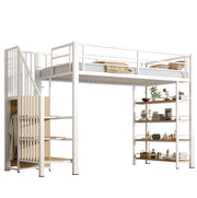 Letto a soppalco 90x200 cm con scala contenitore e armadio; bianco