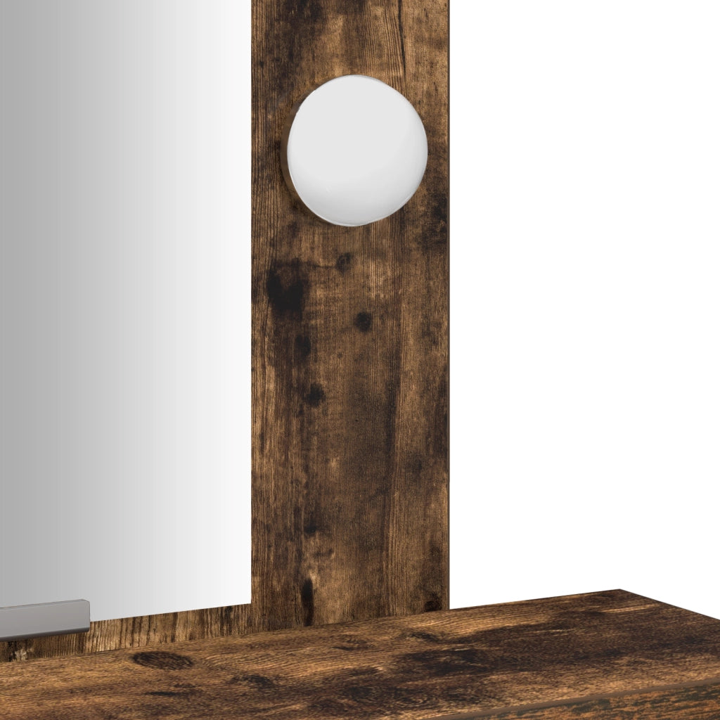 Tavolo da trucco con luci LED Rovere affumicato 50x41x140 cm