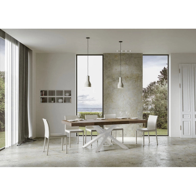 Tavolo allungabile 130/234x90 cm Volantis Premium telaio Bianche - Noce