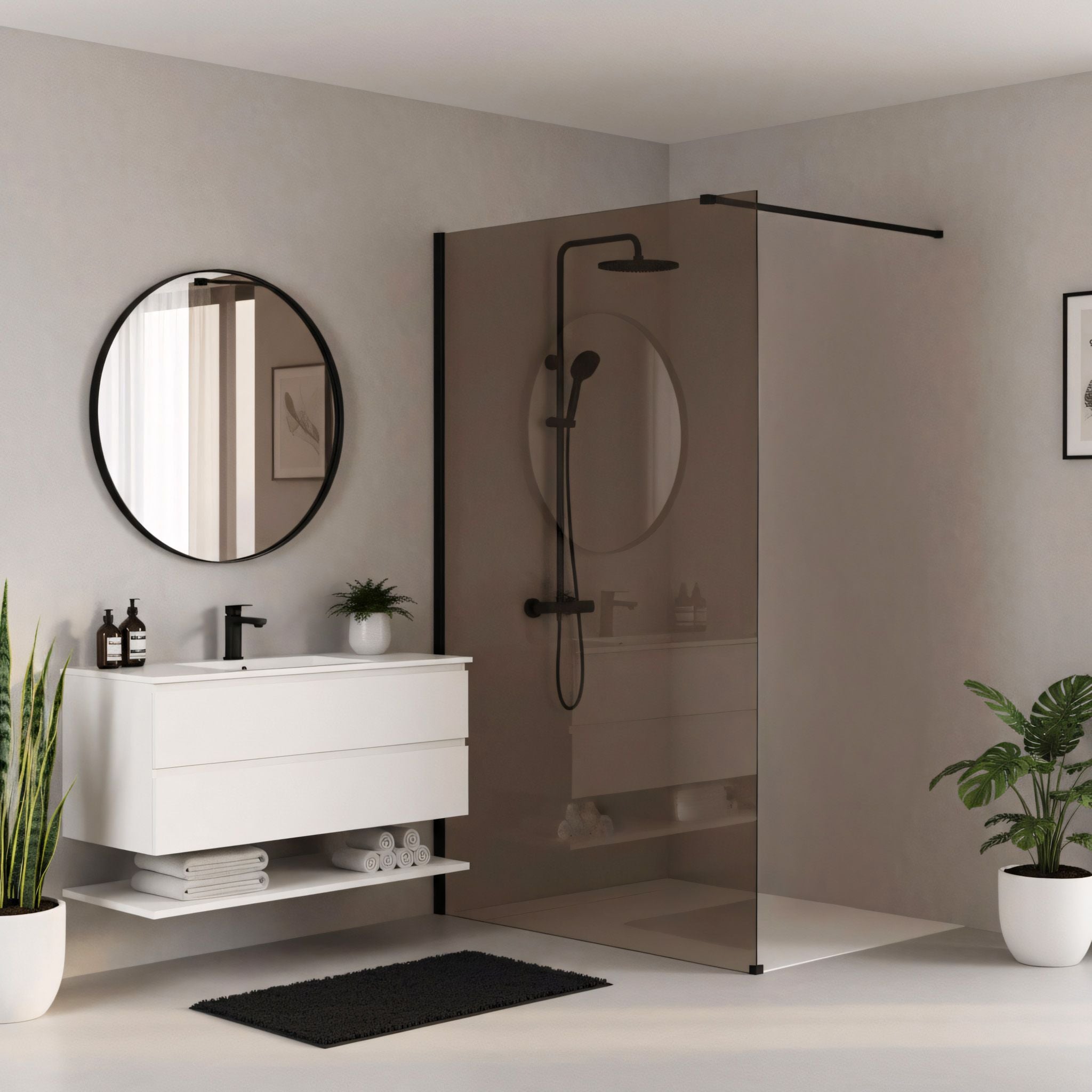 Parete Doccia Rea Flexi Brown / Black 100