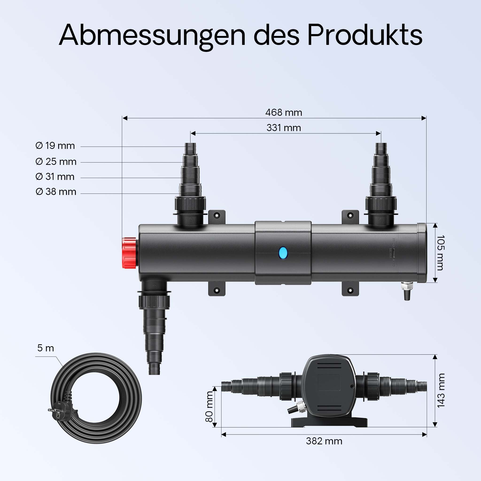 CUV-224 Chiarificatore acqua per laghetti Filtro luminoso 24W
