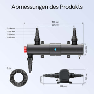CUV-224 Chiarificatore acqua per laghetti Filtro luminoso 24W