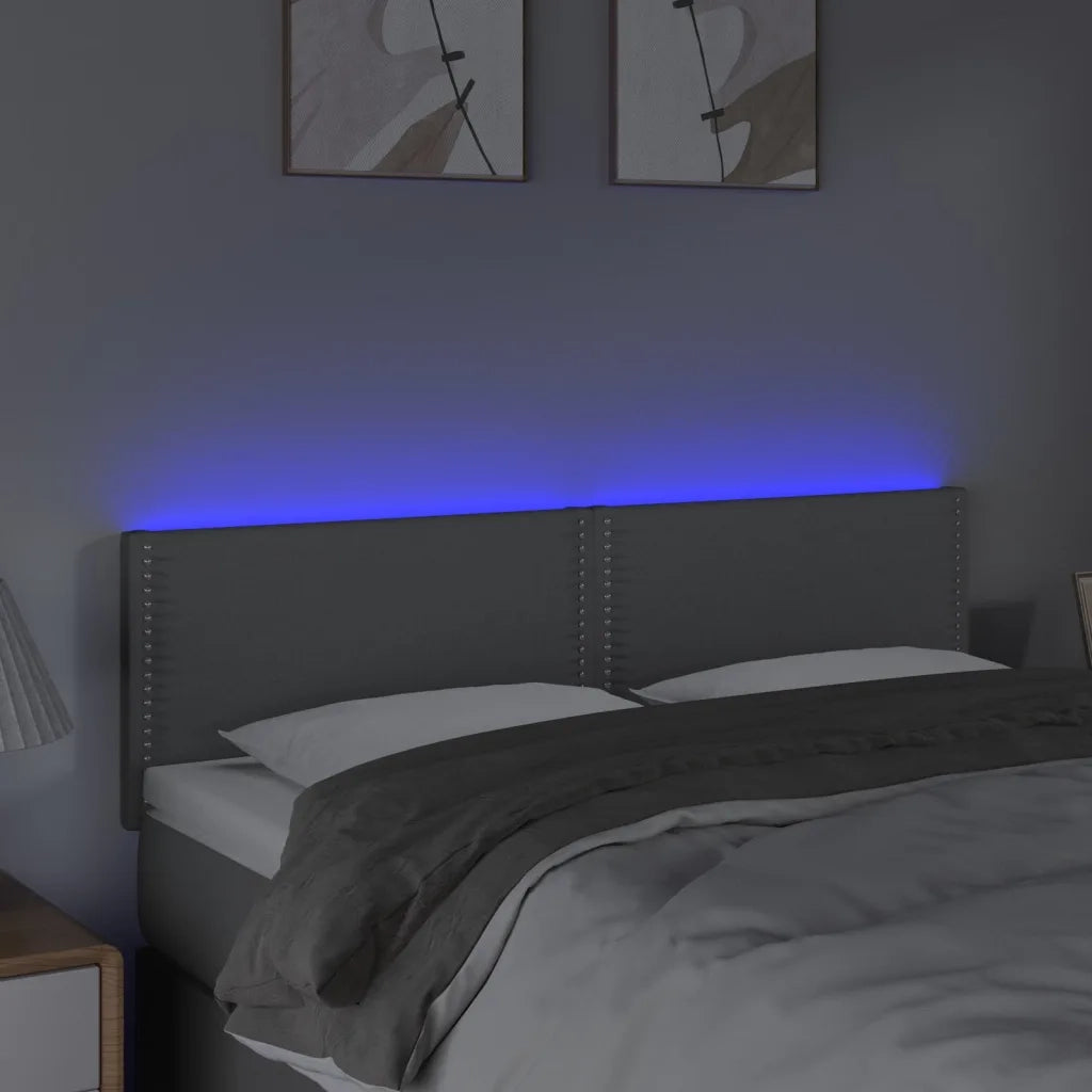 Testiera a LED-Testata con LED Grigio Chiaro 144x5x78/88 cm in Tessuto 376956