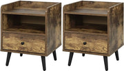 Set di 2 Comodini Vintage con Prese - Comodino/Biblioteca - Per Camera da Letto e Salotto - MDF - 40x35x51 cm