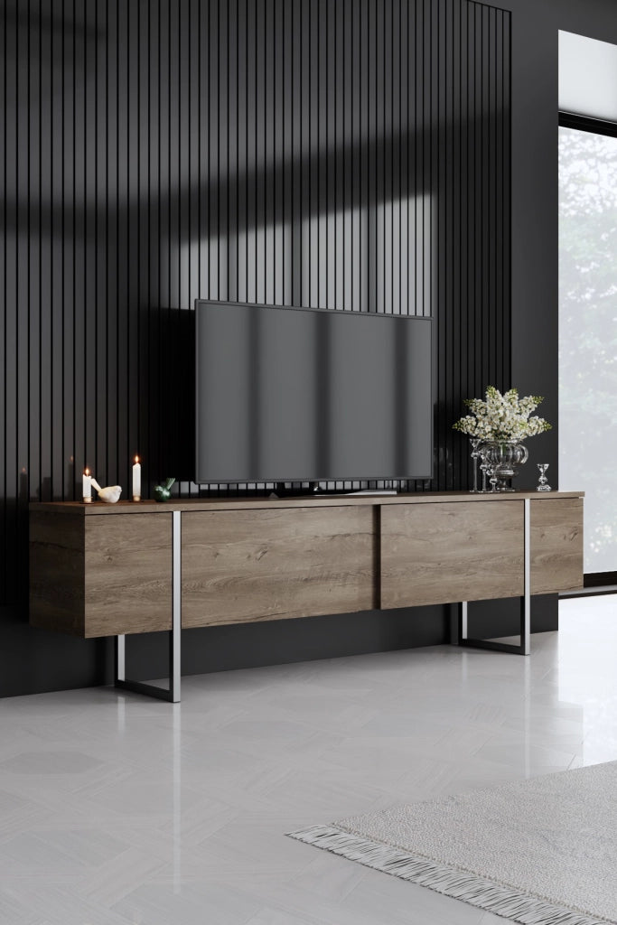 Porta TV in legno "Luxe" - 180 x 30 x 50 cm - NoceArgento
