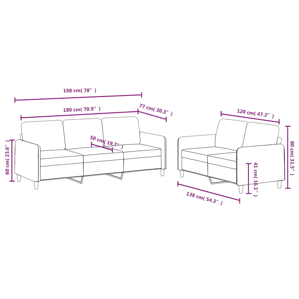 Set di Divani 2 pz Marrone in Velluto 3202021