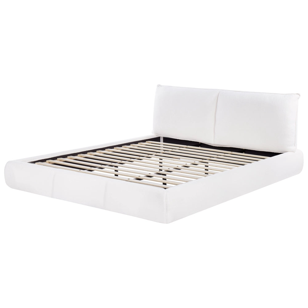 Letto matrimoniale ad acqua imbottito in tessuto boucle bianco 180x200 cm stile classico camera da letto