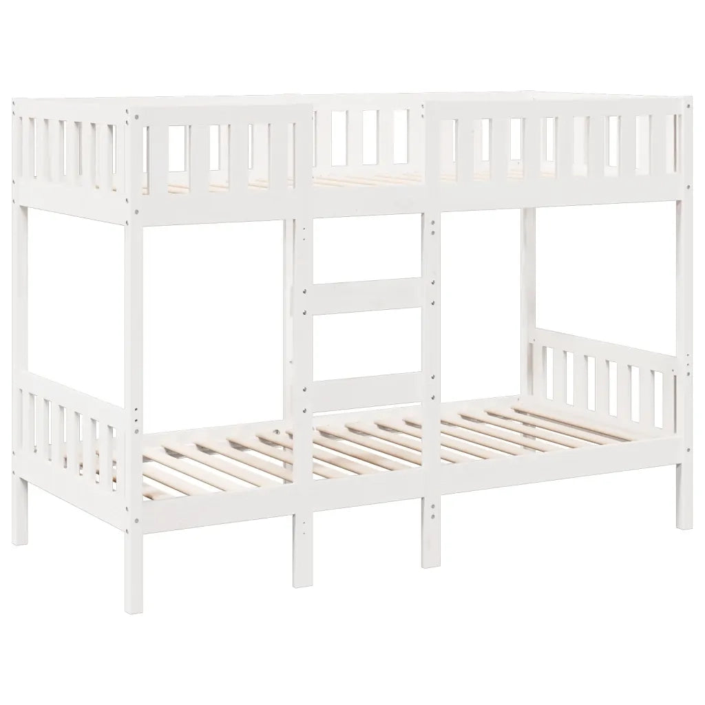 Letto a Castello Bianco 90x190 cm in Legno Massello di Pino