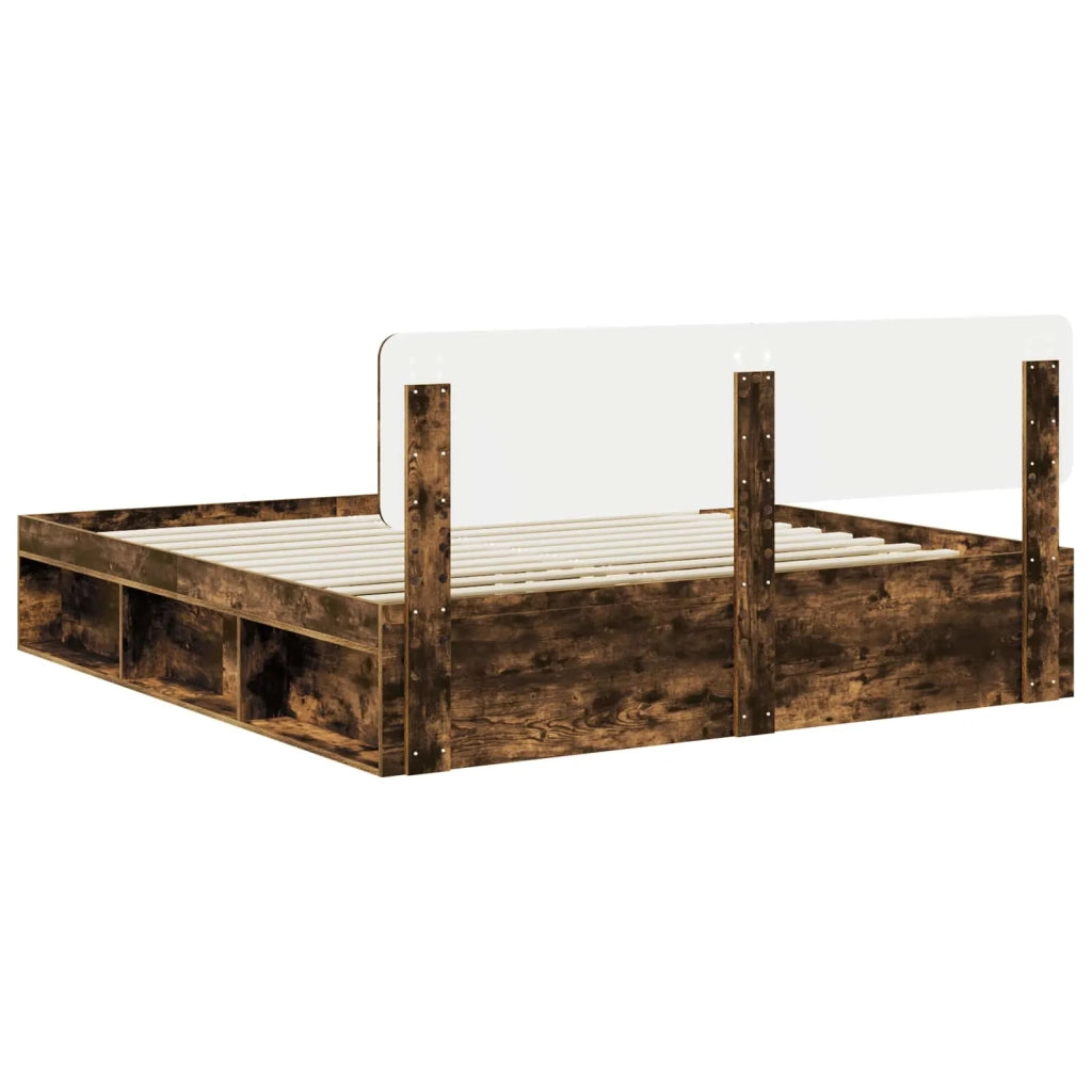 Struttura del letto Rovere fumé 200 x 200 cm Pino massello