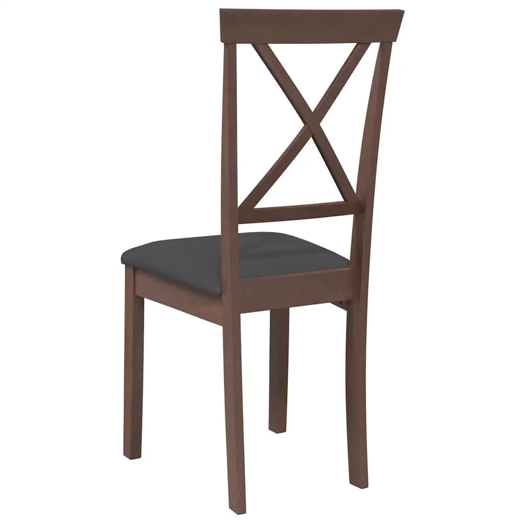 Sedie da Pranzo con Cuscini 2pz Marrone Legno Massello di Hevea 4102402