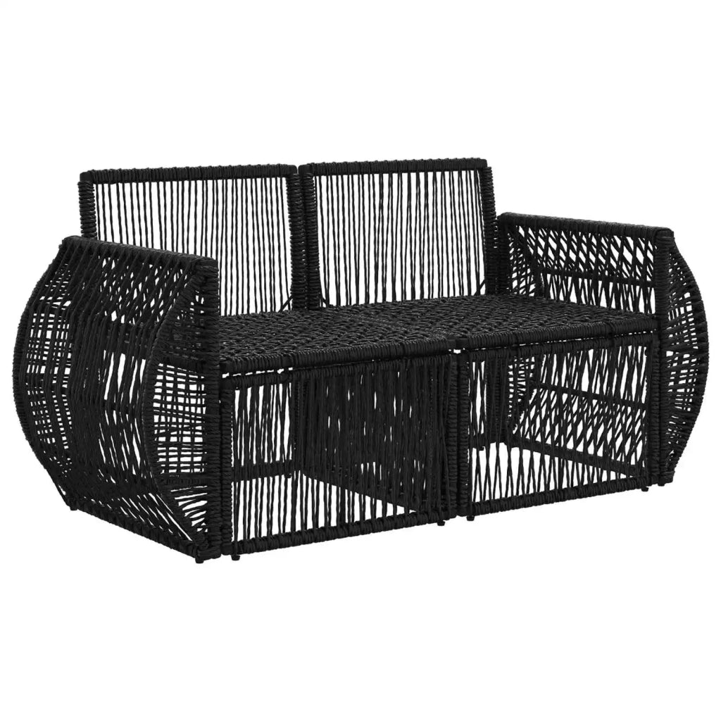 Divano da giardino 2-Numero di posti Nero polyrattan 42026701