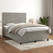 Giroletto a Molle con Materasso Grigio Chiaro 140x200cm Velluto 3142905