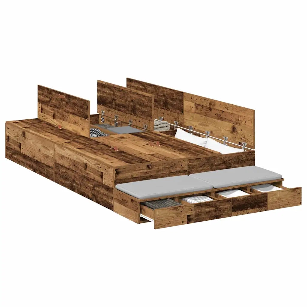 Struttura letto con contenitore Legno vecchio 120 cm 3335691