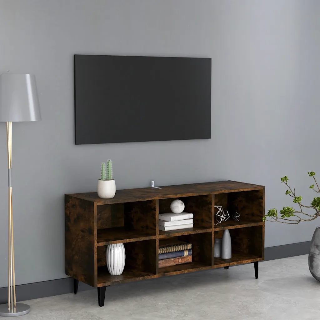 Mobile TV con Gambe in Metallo Rovere Fumo 103,5x30x50 cm cod mxl 13743