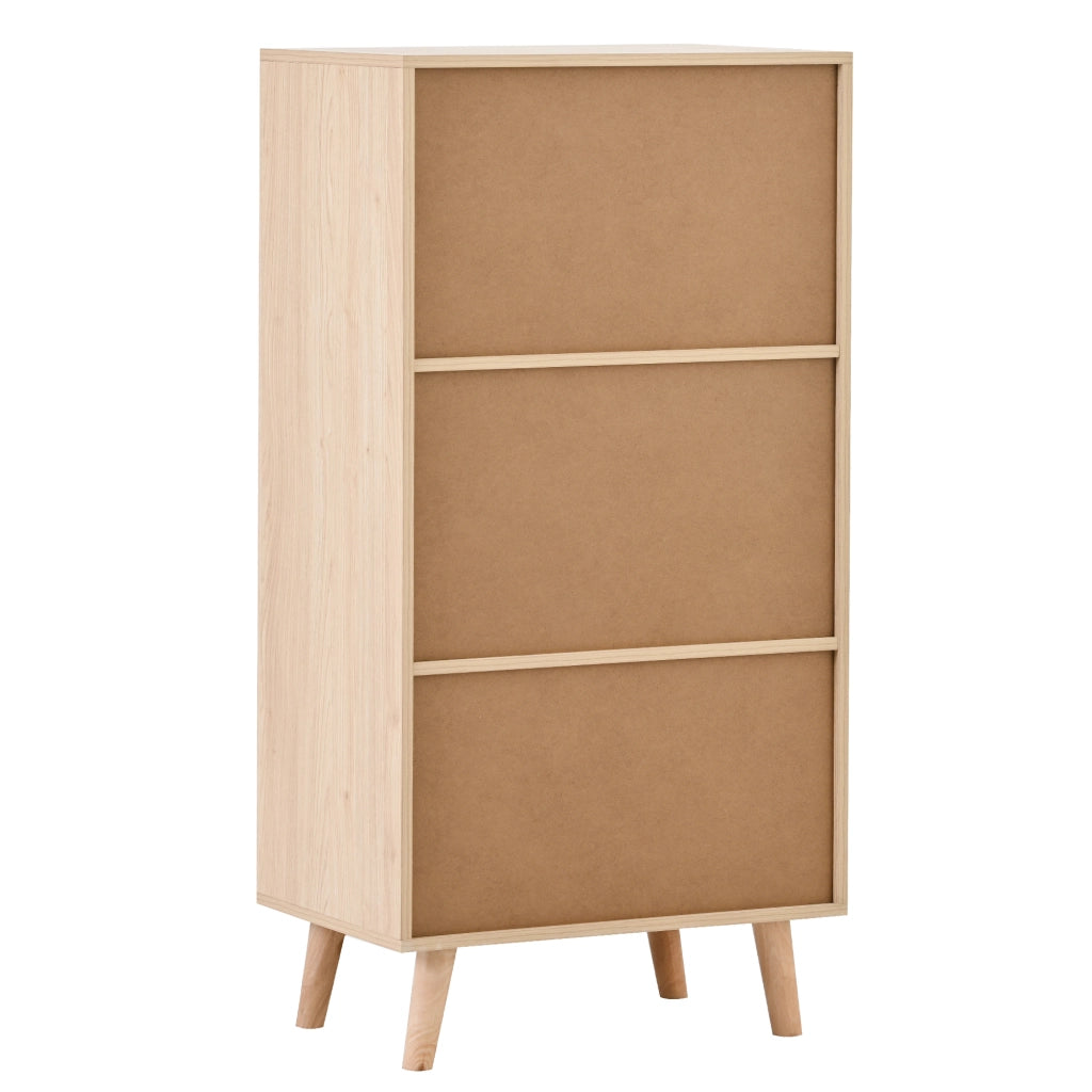 Credenza con 2 Ante e 2 Cassetti; Frontale Effetto Rattan; Stile Moderno; in Truciolare; Rovere; 60¡Á40¡Á120 cm