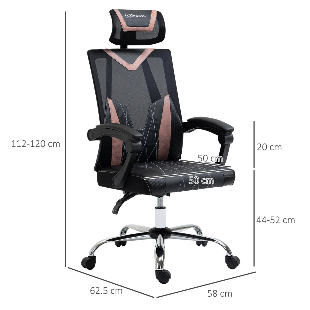 Sedia Direzionale da Ufficio 58x62,5x112-120cm in Tessuto a Rete Nera