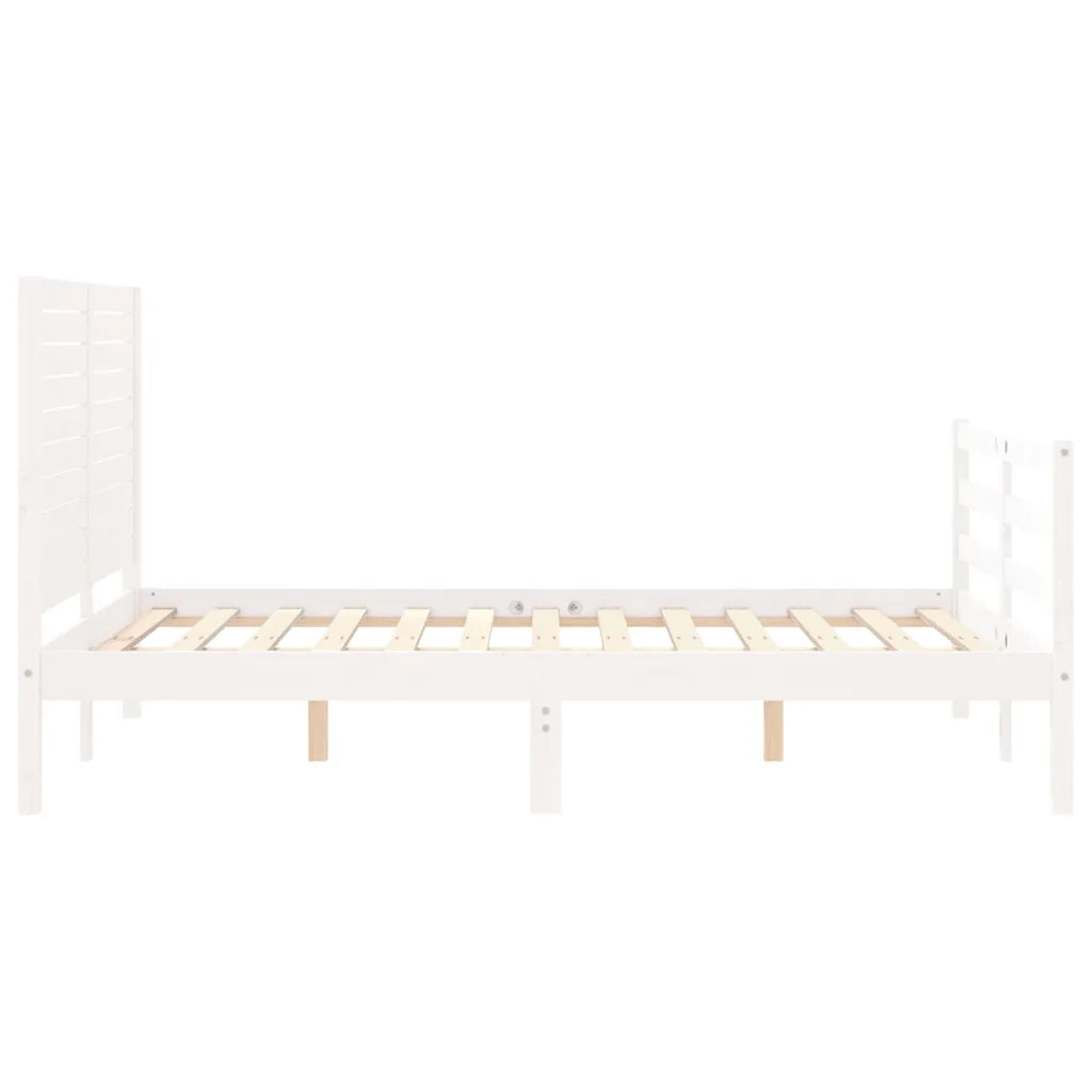 Giroletto con Testiera-Struttura Letto con testiera Bianco 120x200 cm in Legno Massello 819420