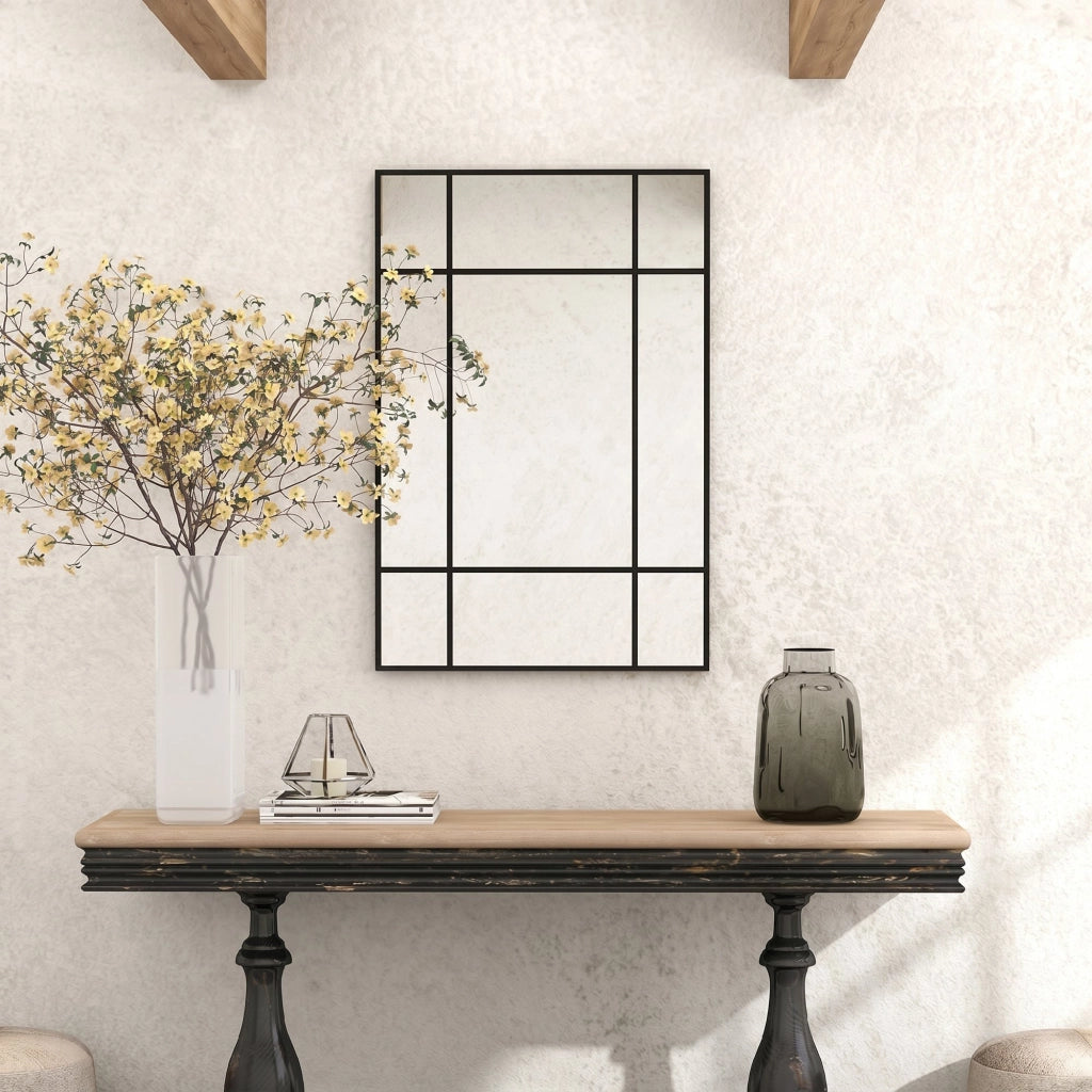 Specchio da Parete Decorativo Rettangolare ¨C Xylo ¨C Cornice Metallica Nera 90x60 cm