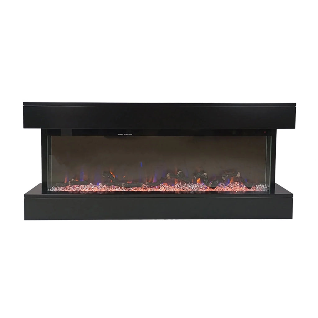 Camino Elettrico da Parete o Incasso Alaro Plus 127x18x52 cm Effetto Fiamma Telecomando in MDF Nero