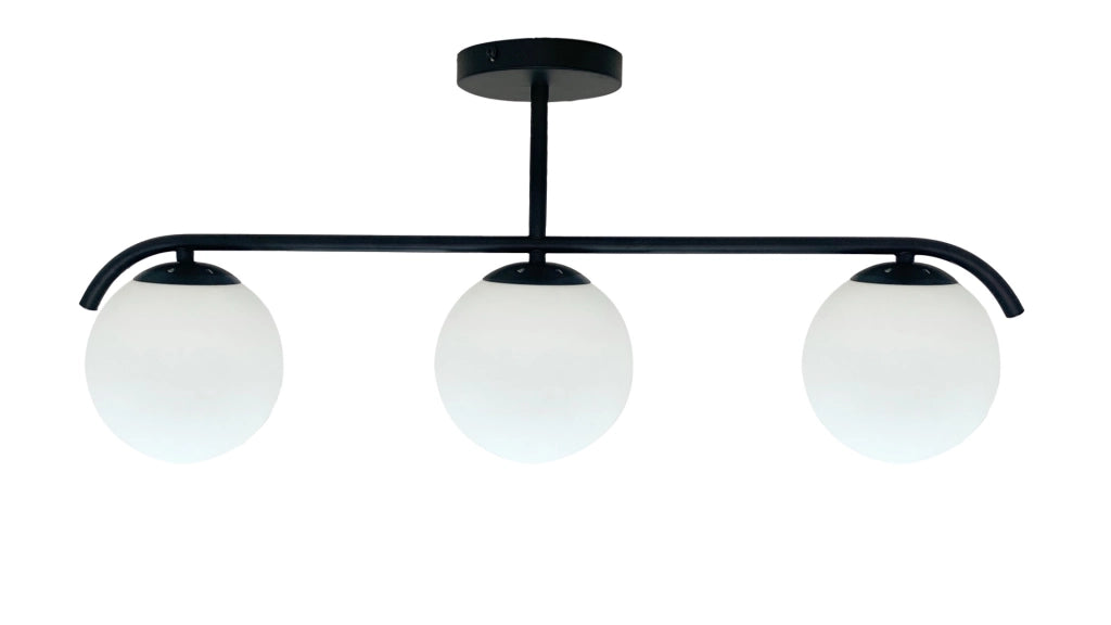 Plafoniera AMADEO nera sfere bianche vetro 3xE14 Candellux