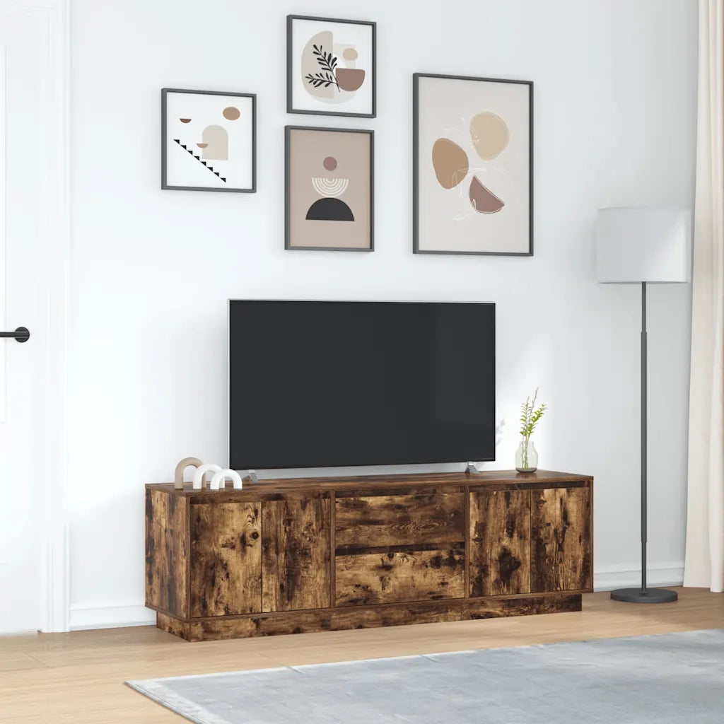 Mobile Porta TV con Luci LED Rovere Fumo 160,5x41x50 cm 3328430