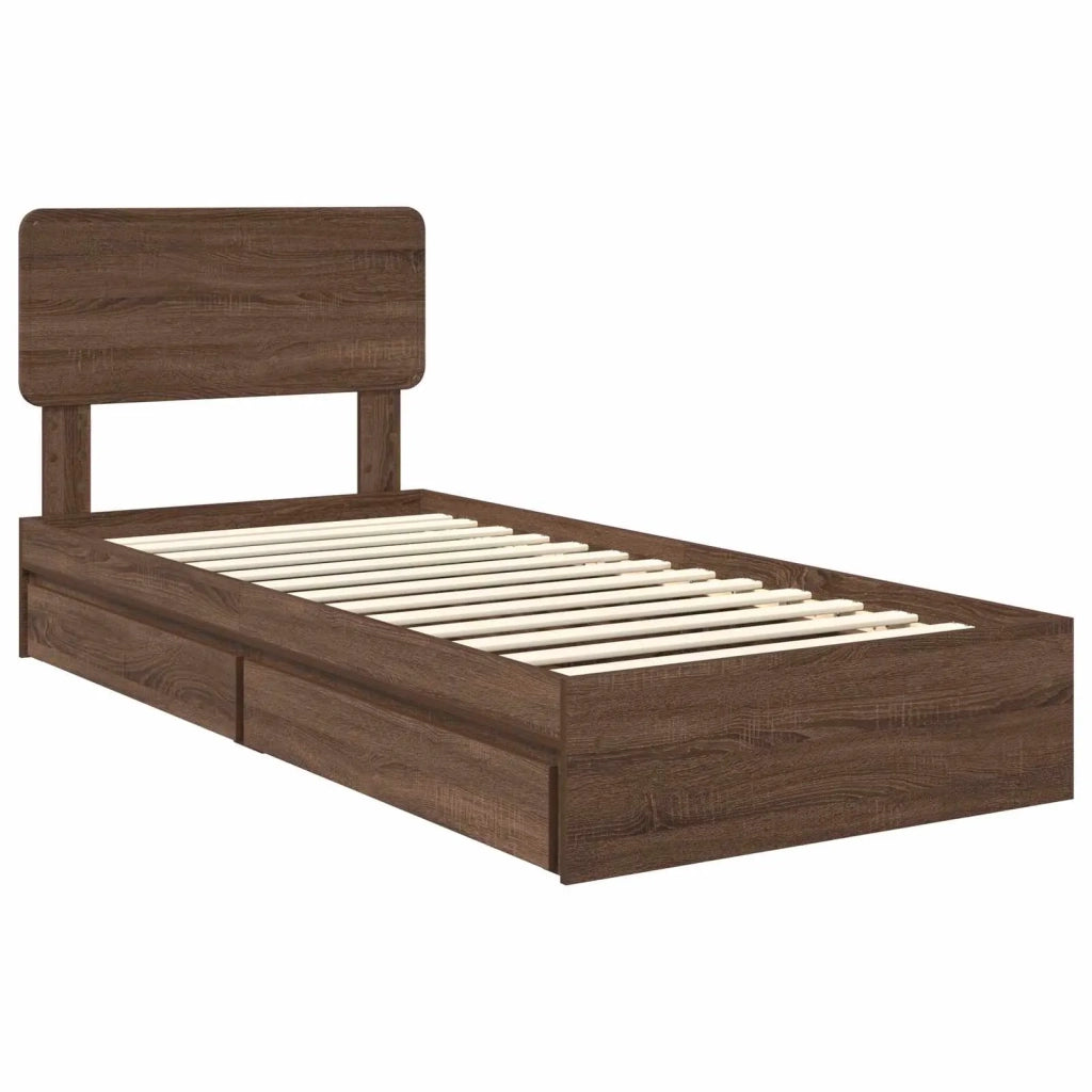 Letto con Contenitore con testiera Rovere Marrone 75 x 190 cm 3412331