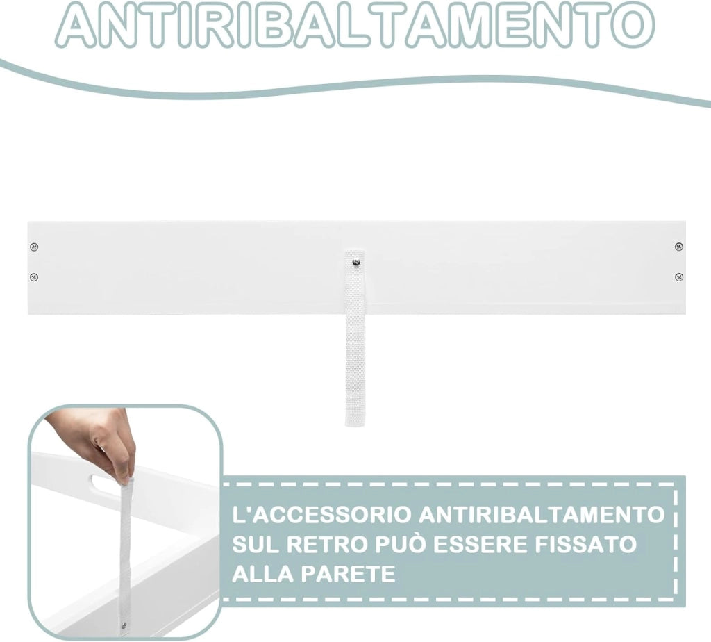 WOLTU Fasciatoio per Cassettiera, in MDF, 70x75x10 cm, Piano Fasciatoio per Neonati, Adatto a Comò con Profondità 47,5-50 cm e Larghezza ≥ 70 cm, Fissaggio con Staffe Metalliche, Bianco