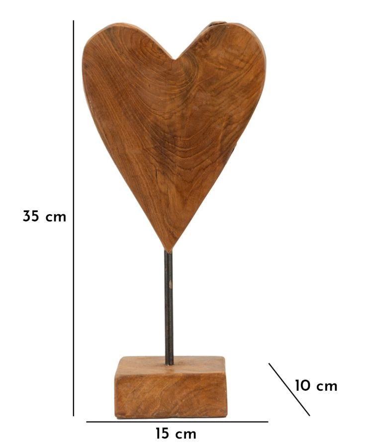 Scultura Cuore 15x10x35 cm in Teak Riciclato
