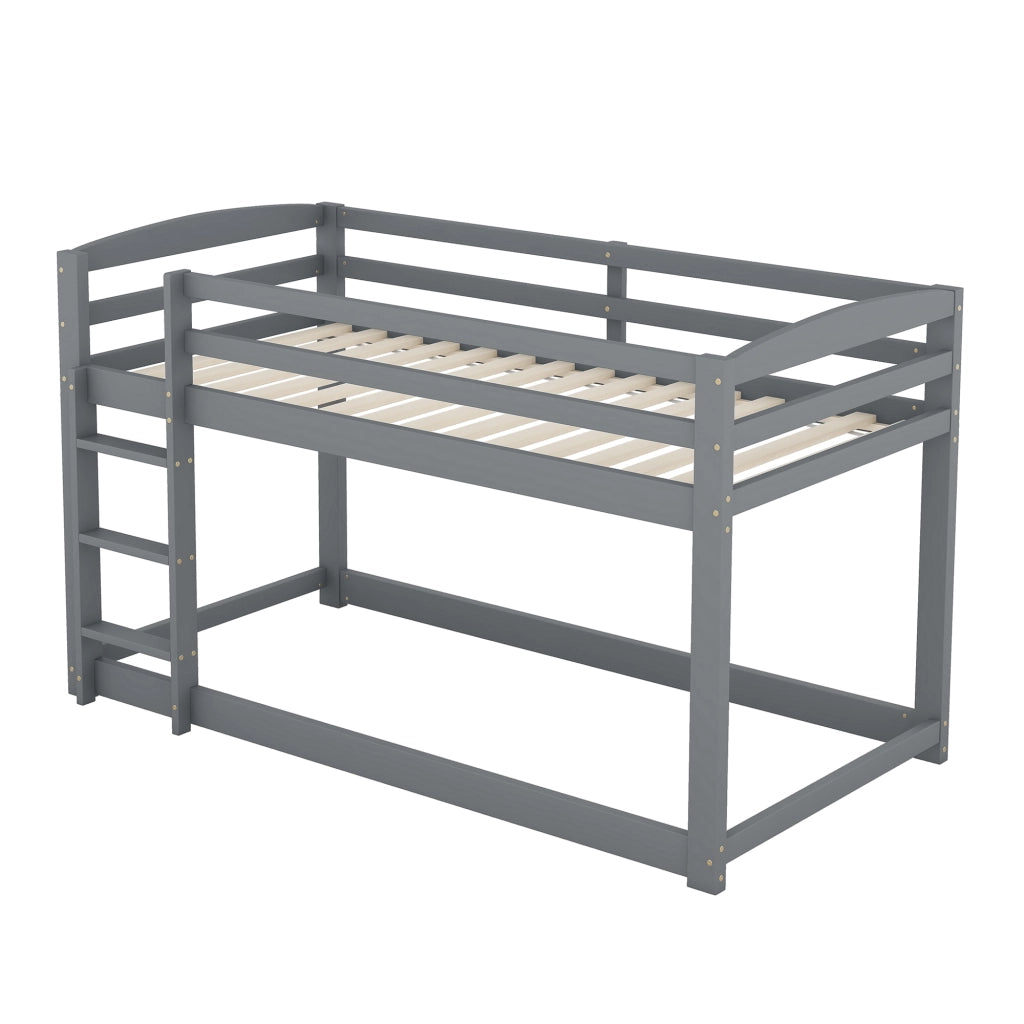 Letto a Castello per Bambini Letto 2 Posti con Sponde di Sicurezza e Struttura Bassa 90×200 cm senza Materasso